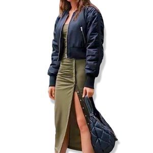 AQUA Deena Nylon Bomber Jacket